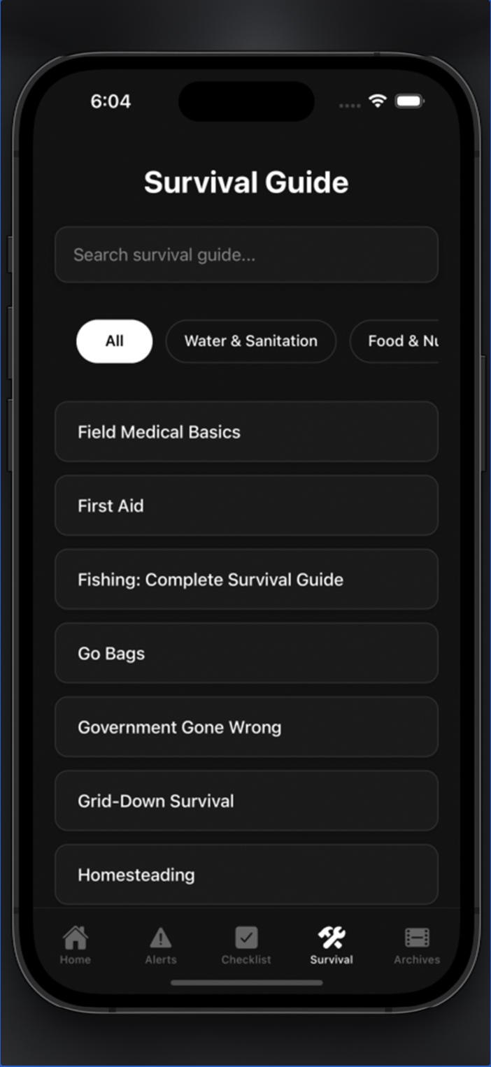 Comprehensive Survival Guides with 50+ categories